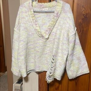 Poof! Cream V-Neck Chunky Knit Sweater